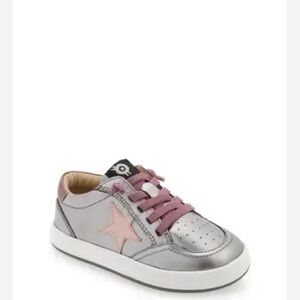 Old Soles Platinum Runner Kids Silver and Pink Sneakers-Size 3.5, Euro size 35